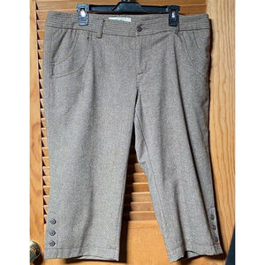 Old Navy Women's Brown Tweed Capri Pants Size 14 Herringbone Slim Fit